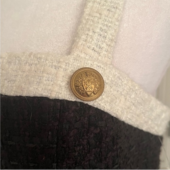 ALICE + OLIVIA Clarine Black White Trim Mini Square Neck Tweed Mini Dress Sz 10 - Picture 9 of 15